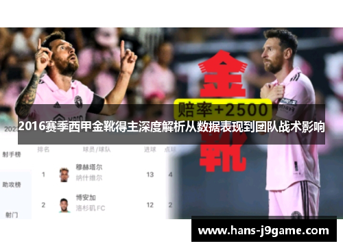 2016赛季西甲金靴得主深度解析从数据表现到团队战术影响